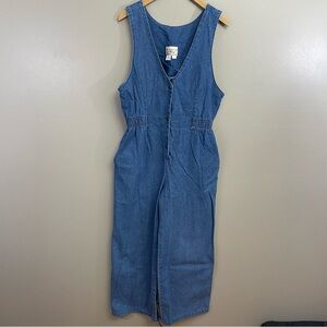 VINTAGE Denim Jean Jumpsuit size 12 pockets wide leg western retro Cottagecore